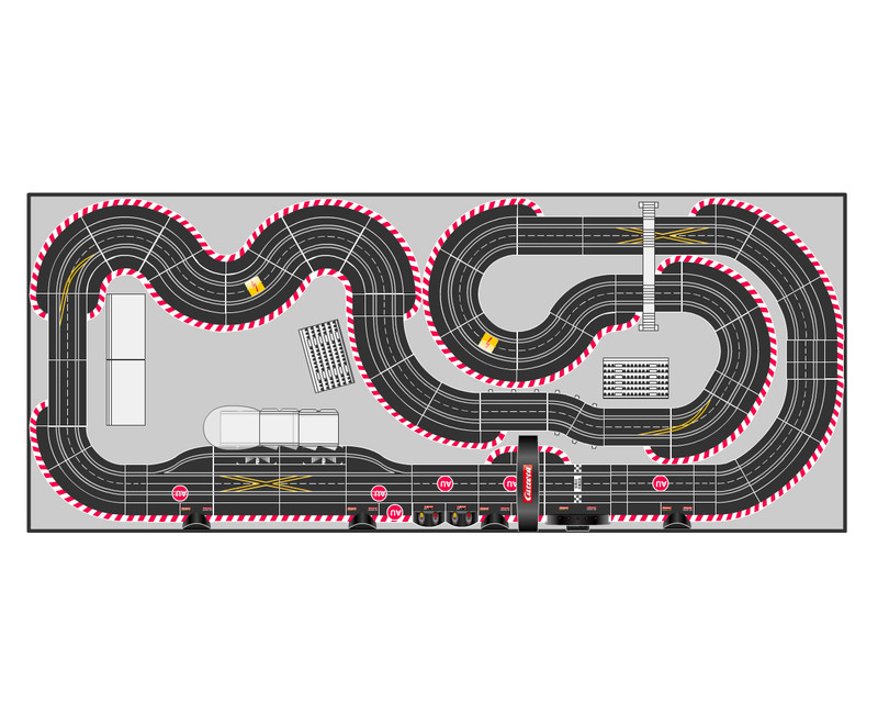 Layout Carrera Digital 132 auf 4,25m x 1,78m und "Bau