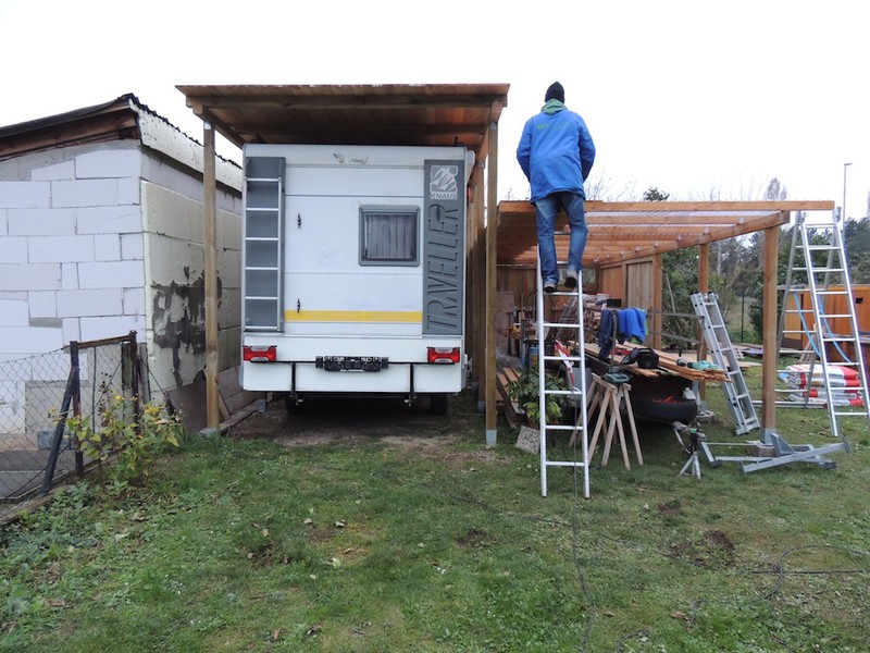 Carportbau Wohnmobil Eingraben Schottern Wohnmobil