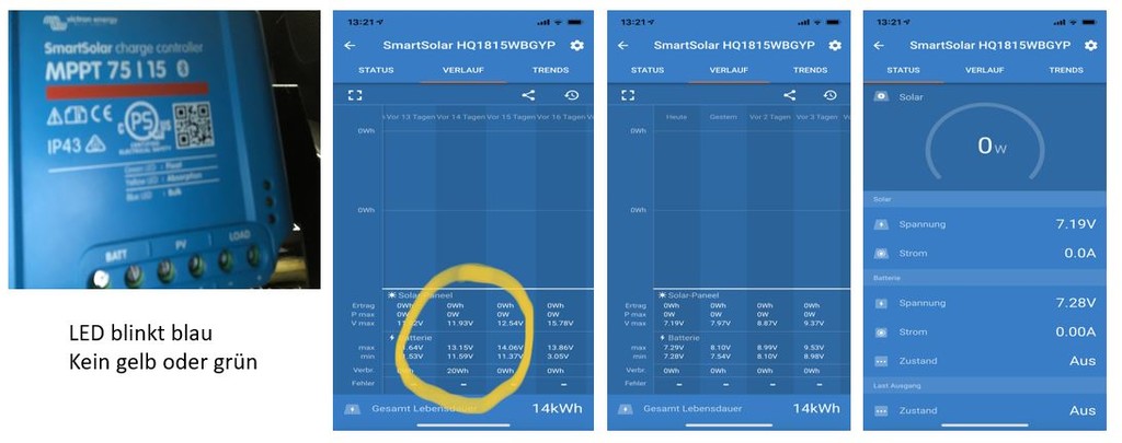 Test: MPPT Laderegler 75/15 von Victron mit Live-Daten App