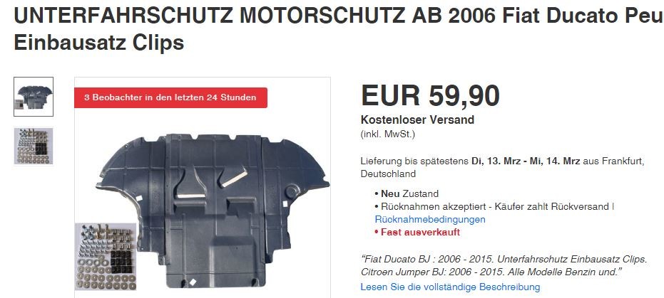 Unterfahrschutz für Fiat Ducato X295 MY17 - Wohnmobil Forum Seite 1