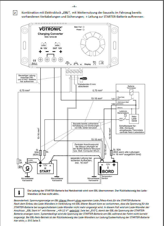 10mm2 Kabel wie auftrennen und Ladebooster verbinden - Wohnmobil